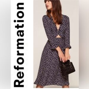 Reformation Heidi Dress- Navy and white- NWT $198